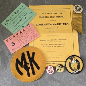 1930's Vintage McKinley High School St. Louis Ephemera Lot Pinbacks Patch Paper - Picture 1 of 3