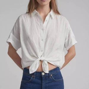 Rag & Bone Tie Shirt Light Heather Grey Linen Button Down Top - Picture 1 of 7