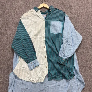 Free People Dress Shirt Men's 2XL Button Up Striped Plaid Multi-Colored - Picture 1 of 10