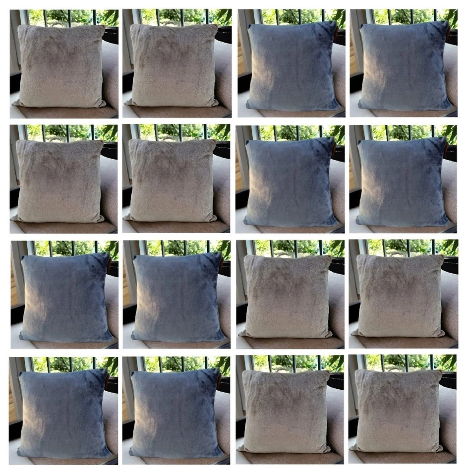 Set of 4 Short Pile Faux Fur Rabbit Fleece Cushion Covers - 18x18" 45x45 cm - Image 1 of 1