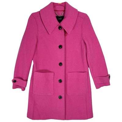Abrigo de Dama J.CREW en Lana Hervida Italiana Talla 4 P Rosa Cuello Grande 100% Lana Foto 1 de 4