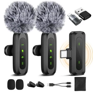 Microfono Lavalier Wireless per iPhone/Android/PC (Lightning/USBC/USBA) 2 Pack - Foto 1 di 12