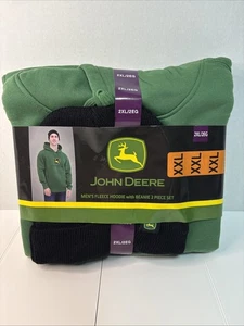 NEW John Deere Men's Fleece Green Hoodie with Black Beanie Size 2XL - Picture 1 of 4