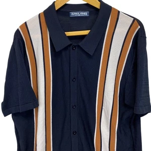 Polo uomo in maglia PJ Paul Jones XL a righe manica corta con bottoni casual - Foto 1 di 9