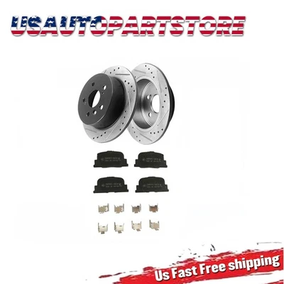 10.59'' (269mm) Rear Drilled Brake Rotors Pads Ceramic for 2005-2010 Scion TC - Image 1 of 4