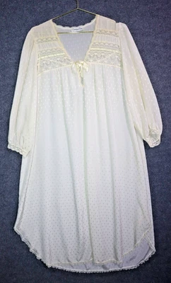 复古 Christian Dior 睡袍女式中号米色透明蕾丝细节复古二手状况完好 — 第 1/3 张图片