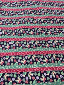 Red Green Gold Christmas Butterfly Cotton Fabric 2 yards 44" Wide Unbranded VTG - Picture 1 of 5
