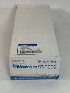 (100/Pk) FISHERBRAND 10mL in 1/10 Glass Serological Pipets Plugged 13-678-27F - Picture 1 of 4