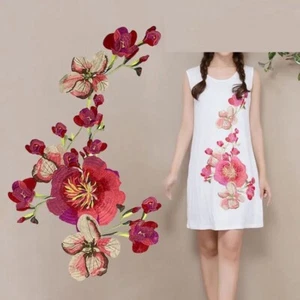 Plum Blossom Flower Applique Sew On Patches Embroidered Lace Clothes Craft Decor - Picture 1 of 17