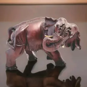 Rare Antique Hand Carved Rosewood Lucky Elephant Figurine Sculpture - Picture 1 of 21