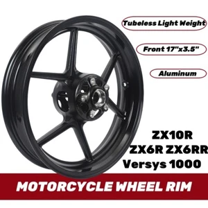 17"x3.5" Front Wheel Rim Gloss Black For Kawasaki Ninja ZX6RR ZX6R 2005-2024 - Picture 1 of 4