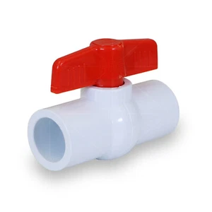 Red T-Handle Solvent PVC Ball Valve - Non-Potable Water Sched. 40 / 80 Pipe - Picture 1 of 5