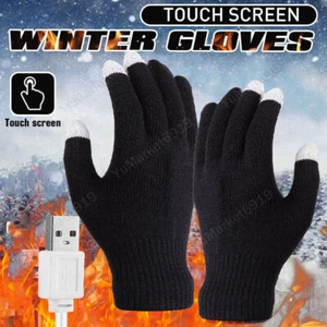 Electric USB Heated Gloves Winter Warming Thermal Ski Snow Hand Warm Windproof - Picture 1 of 12