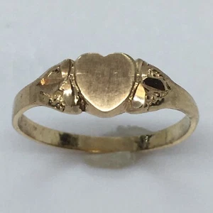 Antiguo sello en forma de corazón oro 14K anillo 1,0 gramos tamaño 5,25 nunca grabado - Imagen 1 de 8