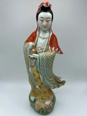 ANTIGUA FIGURA DE DIOSA DE LA MISERICORDIA ESTATUA DE LA DIOSA DE LA FAMILIA QUAN KWAN YIN ROSA MILLE FLOR Foto 1 de 4