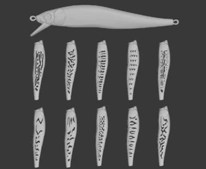wLure plástico duro plantilla 3D señuelo de pesca jerkbait cuerpo en blanco UPM680 V2 - Imagen 1 de 7