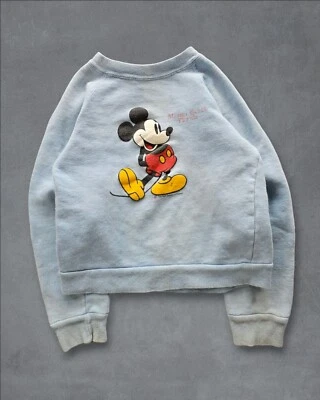 Vintage 1980s Mickey Mouse Blue Crewneck Sweatshirt Disney Youth L Cotton - Image 1 of 4