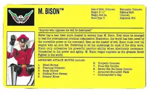 1993 Street Fighter II M Bison v.1 FILE CARD yellow filecard bio GI Joe JTC - Picture 1 of 2