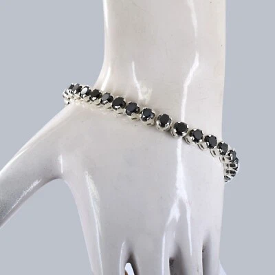 5 mm Black Diamond Tennis Bracelet 23 Ct, 925 Silver, Great Luster, Unisex Gift - Image 1 of 4