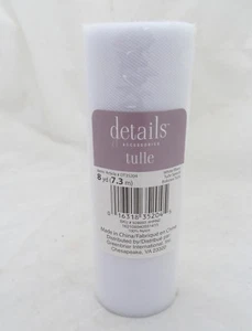 details 8 yds White Tulle Roll Spool Wedding Party Gift Wrap Fabric Ribbon Craft - Picture 1 of 4