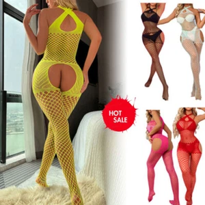 Woman Lingerie Fishnet Body Stocking Dress Underwear Babydoll Sleepwear Bodysuit - Picture 1 of 18