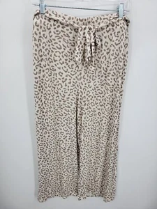 Bobeau Pants Womens Plus 2X Tan Animal Print Pull On Belted Flowy Beachy Boho - Picture 1 of 9