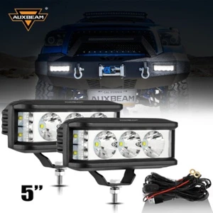 AUXBEAN 2X 5" LED Work Lights Bar Spot Cube Pods White Offroad Driving Fog Lamps - Picture 1 of 12