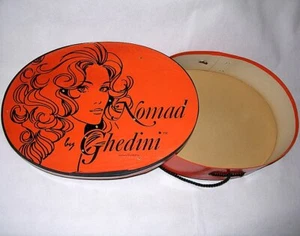 Vintage Lidded Wig Box (NO WIG) 1960s Nomad Ghedini Orange Oval w/ Rope Handle - Picture 1 of 9