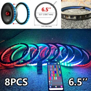 8pcs 6.5'' Color Chasing LED Speaker Ring Lights For Car Truck Audio APP+Remote - Bild 1 von 14
