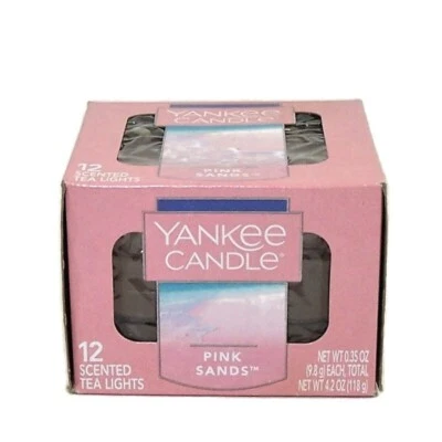 Yankee Candle Pink Sands Tea Light Candles Tropical Citrus Florals Box of 12 New - Imagem 1 de 2