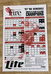 1997-98 Ft Worth Fire Hockey Schedule Magnet - Picture 1 of 2