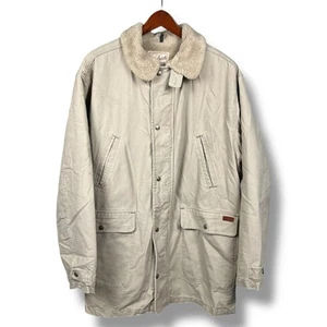 Woolrich Shearling Foderato Chore Barn Coat Beige Field Jacket Outdoor Caccia XL - Foto 1 di 8