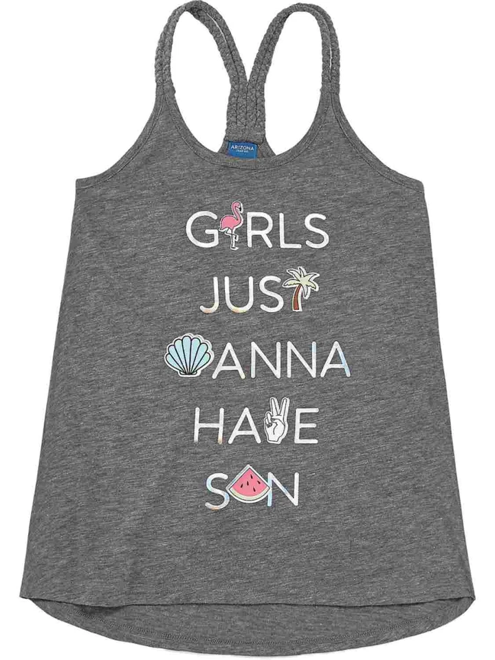 Camiseta sin mangas Just Wanna Have Sun gris para niñas semi transparente 3XL Plus 22,5 Foto 1 de 1