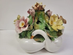 Seltene Vintage Capodimonte Schwan und Blume Skulptur GROß - Bild 1 von 14