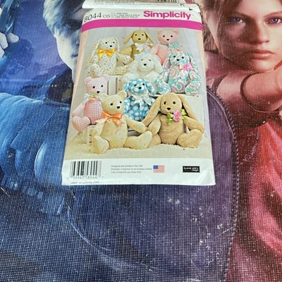 Simplicity 8044 Stuffed Animals Teddy Bear Dog Rabbit 14" Sewing Pattern - Image 1 of 3