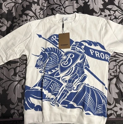 Suéter Burberry manga larga XL azul y blanco para hombre Foto 1 de 4