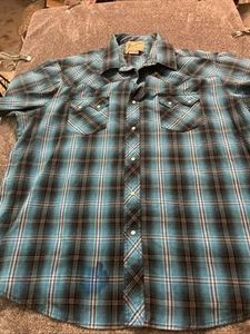 Camisa Vaquera WRANGLER WESTERN FASHION Perla A Presión Cuadros PARA HOMBRES XXL Azul/Verde azulado - Imagen 1 de 8