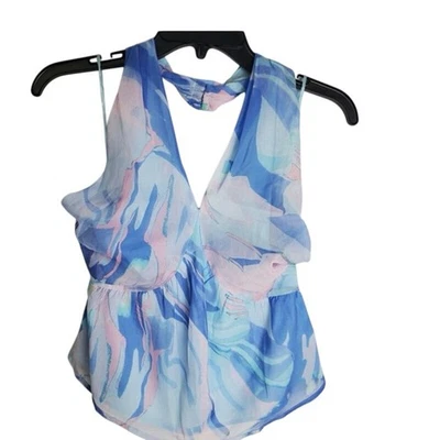 French connection geometric print pastel flowy halter topSize 8  - Image 1 of 4