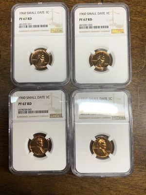 4-1960 P NGC PF67 RD Small Date Penny Red Proof Lincoln Memorials  - Image 1 of 2