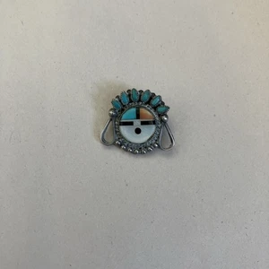Vintage 60er Jahre Zuni Multi-Stone Inlay Sunface Pin Nachlass selten - Bild 1 von 3