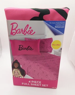 Barbie Chevron 4 Piece Full Microfiber Sheet Set - 1 Fitted/Flat - 2 Pillowcases - Image 1 of 4