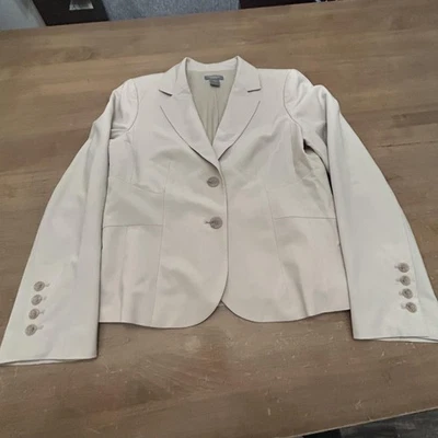Chaqueta Blazer Ann Taylor Mujer 10 Marfil Elastizada Mezcla Lana Forrada Dos Botones Foto 1 de 4