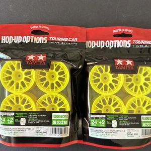 Tamiya 54850 Mesh Wheels 24mm Offset +2 Flu. Yellow 4pcs X 2 packages 1/10 Tour - Picture 1 of 5