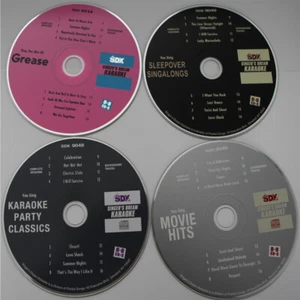 KARAOKE CD+G 4 DISC SET SDK YOU SING PARTY CLASSICS,SLEEPOVER MOVIE HITS,GREASE  - Picture 1 of 6