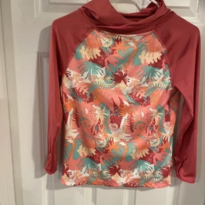 Patagonia Girls Capilene Pink Hoody Abstract Size 10 50+ UPF Thumbholes Logo - Picture 1 of 10