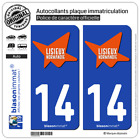 2 Stickers Autocollant Plaque Immatriculation : 14 Lisieux - Agglo