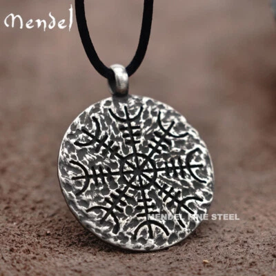 Collar Colgante Brújula Vegvisir Casco Vikingo Nórdico Nórdico MENDEL Para Hombres Foto 1 de 4