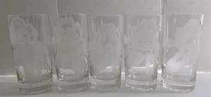5 Vintage MC Federal Frosted Rose Design Tumblers Drinking Glasses - Picture 1 of 7