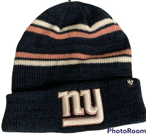 Gorro para mujer NY Giants azul y rosa a rayas gorra tejida marca 47 fútbol americano NFL - Imagen 1 de 3