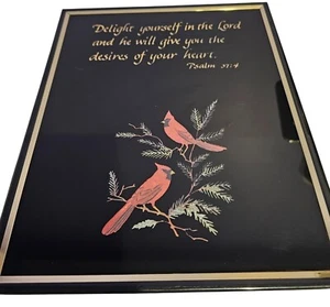 Arte de pared grabado en pantalla Kafka aves cardenales versículo bíblico salmo 37:4 enmarcado - Imagen 1 de 7